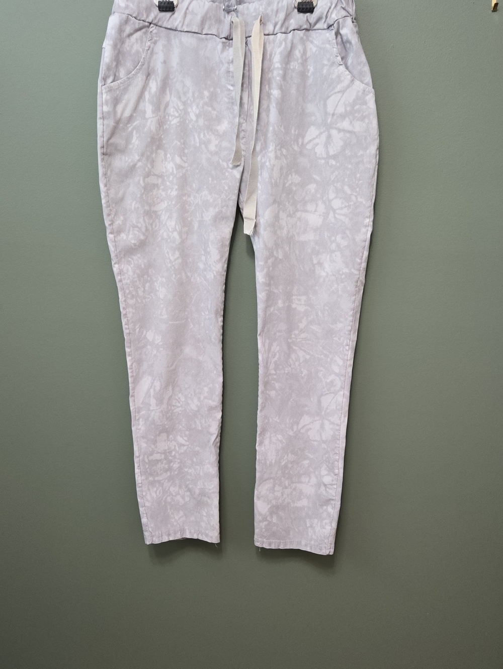 Bella Amour Light Gray Tie-Dye Jogger Pants with Drawstring Sz L